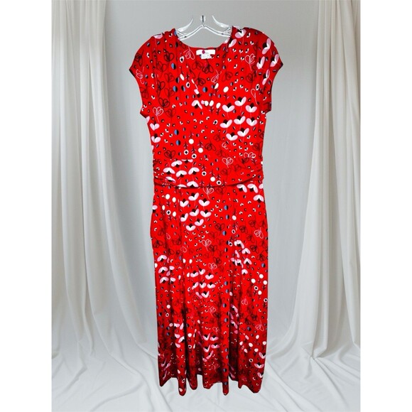 Boden Womens Lily Jersey Maxi Dress Red Pop Peony Meadow Size US 10P UK 14P Soft - Picture 2 of 10